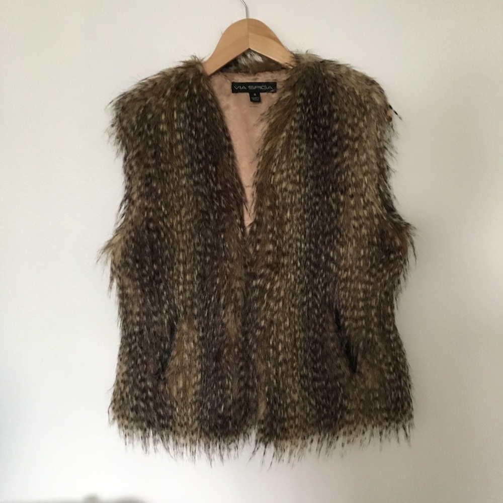 Via Spiga Faux Fur Vest Size S